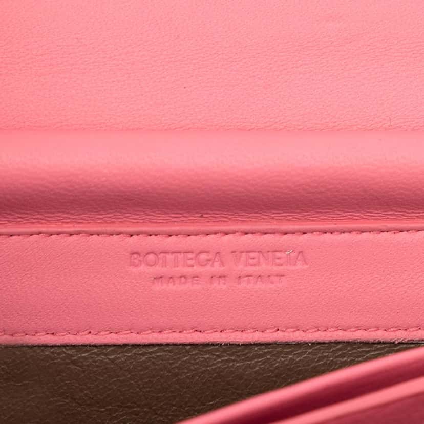 Bottega Veneta Nappa Intrecciato Continental Wallet on Chain Pink Leather Very good condition - Box View