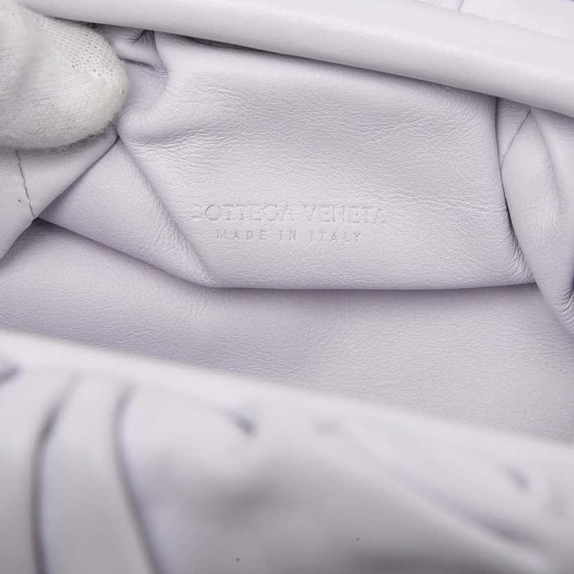 Bottega Veneta Lambskin The Mini Pouch Crossbody Purple Leather Very good condition - Box View