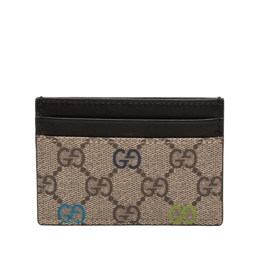 Gucci Multicolor GG Supreme Card Holder Beige Never worn - Front View
