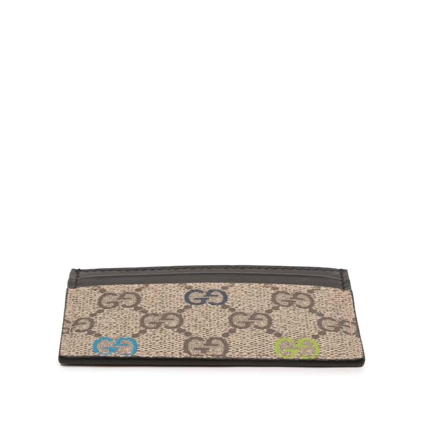Gucci Multicolor GG Supreme Card Holder Beige Never worn - Inside View