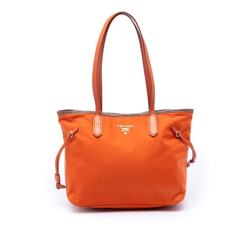 Prada Saffiano Trimmed Tessuto Open Tote Orange Very good condition - Front View