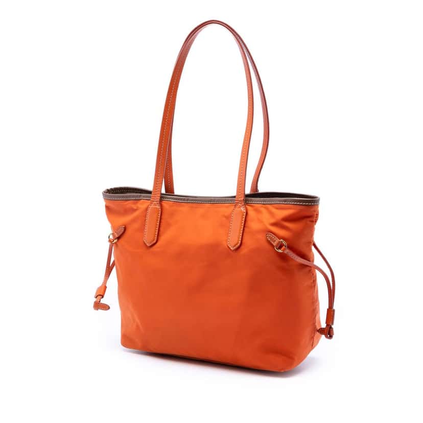 Prada Saffiano Trimmed Tessuto Open Tote Orange Very good condition - Back View