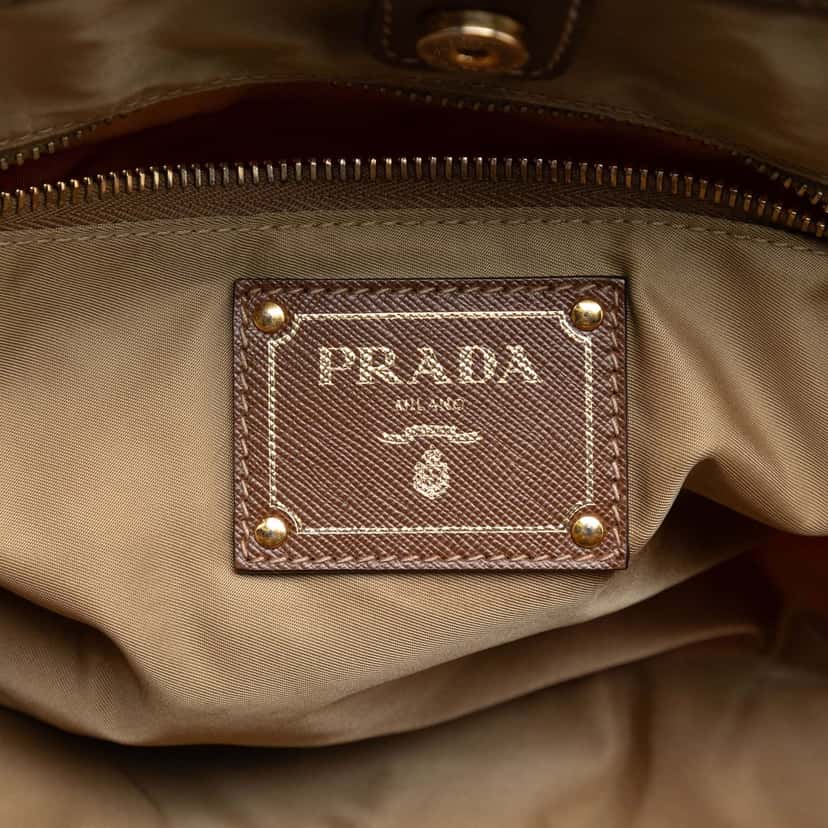 Prada Saffiano Trimmed Tessuto Open Tote Orange Very good condition - Box View