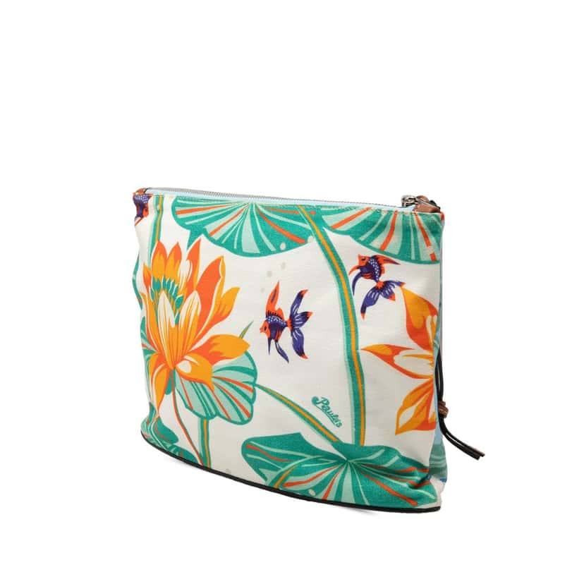 Loewe Paulas Ibiza Canvas Waterlily Print Pouch Blue Very good condition - Back View