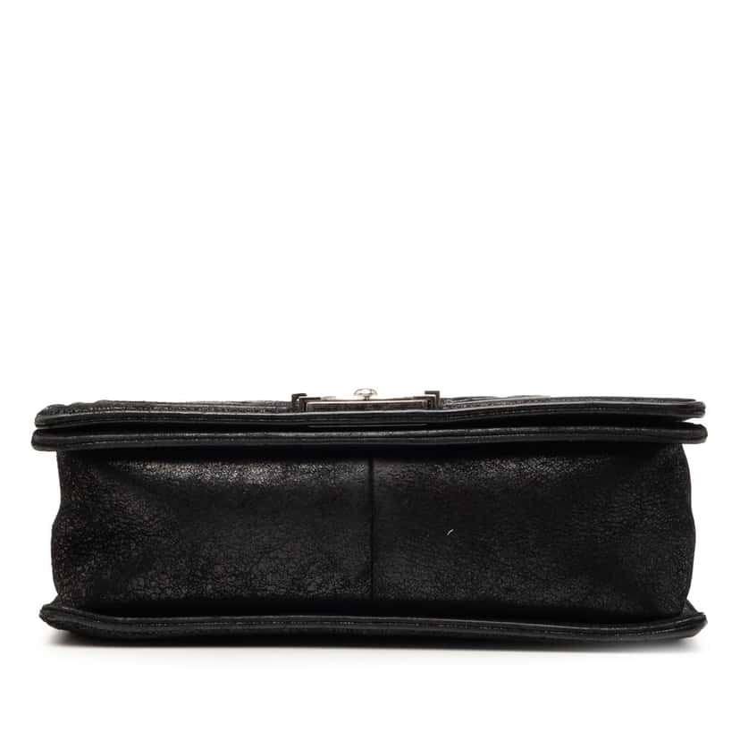 Chanel Old Medium Quilted Suede Chesterfield Boy Flap Black Leather Very good condition - Inside View