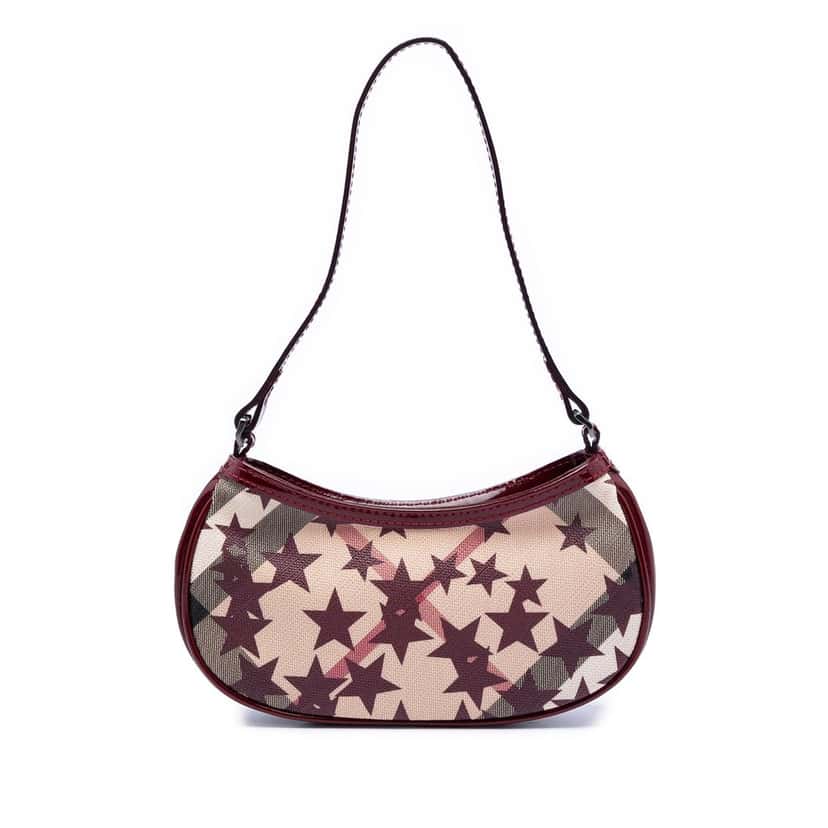 Burberry Mini Supernova Check Coated Canvas Stars Hobo Beige Very good condition - Front View