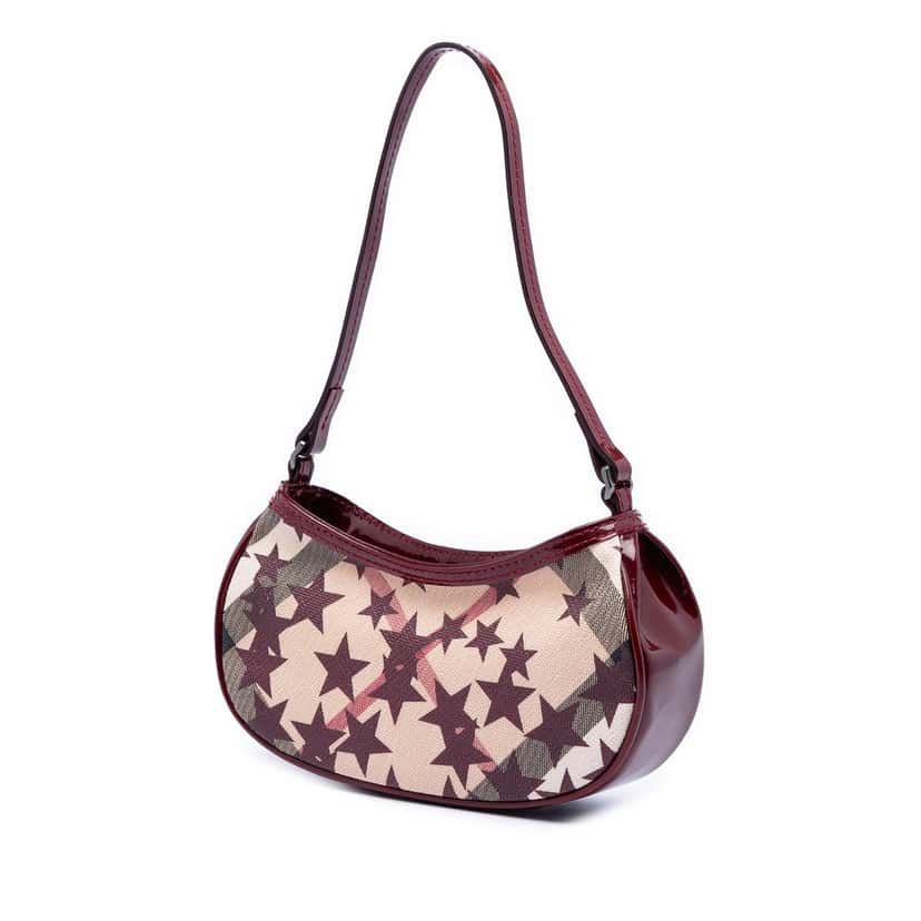 Burberry Mini Supernova Check Coated Canvas Stars Hobo Beige Very good condition - Back View