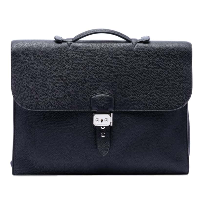 Hermès Togo Sac A Depeches 38 Black Leather Very good condition - Front View