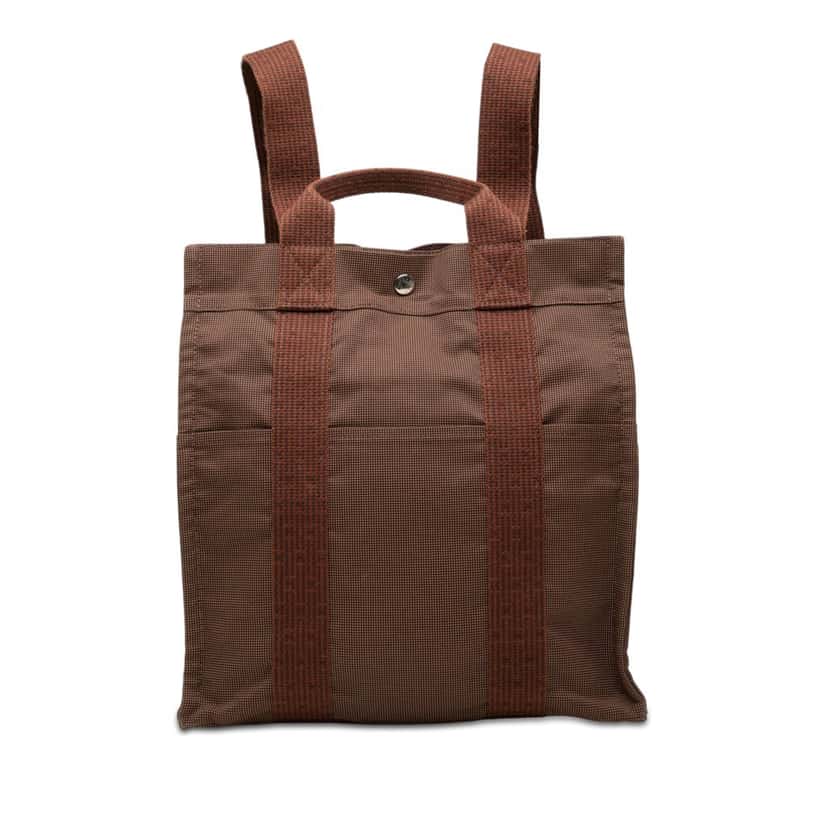 Hermès Canvas Herline Backpack MM Brown Very good condition - Front View