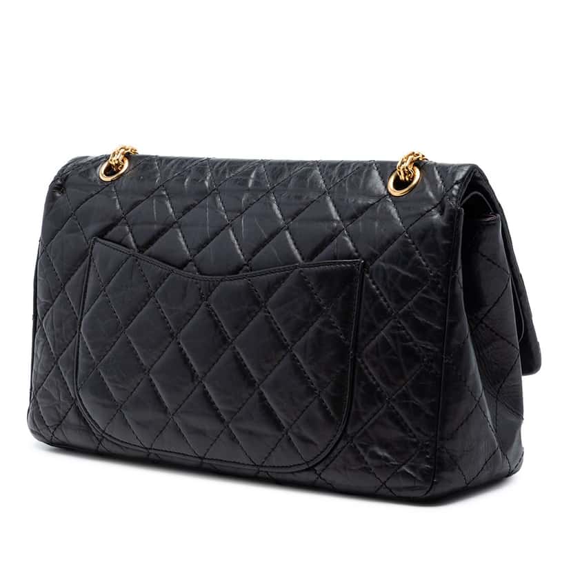 Chanel Quilted Aged Calfskin Reissue 2.55 Double Flap 227 Black Leather Very good condition - Back View