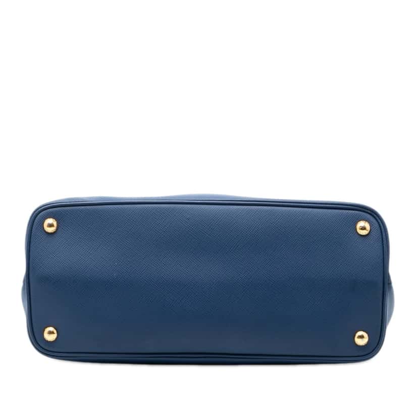 Prada Medium Saffiano Cuir Double Satchel Blue Leather Very good condition - Inside View