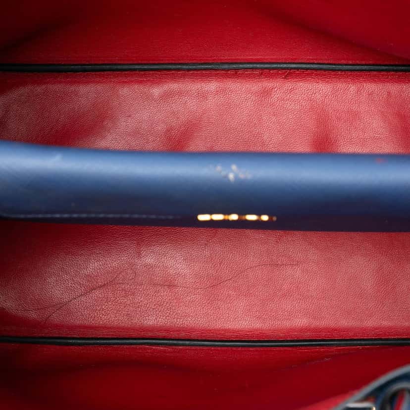 Prada Medium Saffiano Cuir Double Satchel Blue Leather Very good condition - Model View