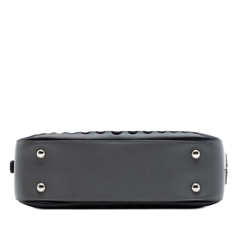 Prada Perforated Leather City Fori Chain Handbag Black Leather Very good condition - Inside View
