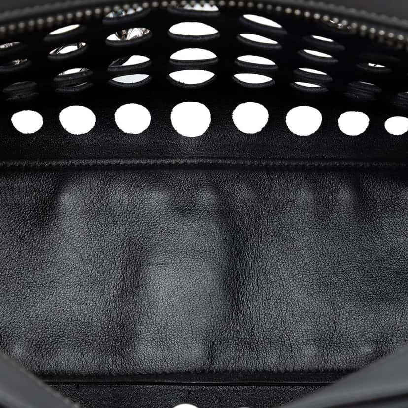 Prada Perforated Leather City Fori Chain Handbag Black Leather Very good condition - Model View