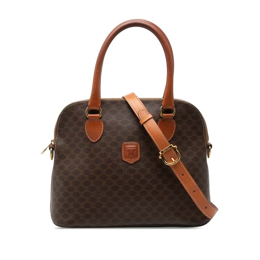 Celine Macadam Coated Canvas Dome Satchel Brown Very good condition - Front View