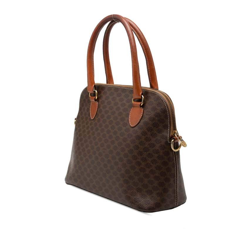 Celine Macadam Coated Canvas Dome Satchel Brown Very good condition - Back View