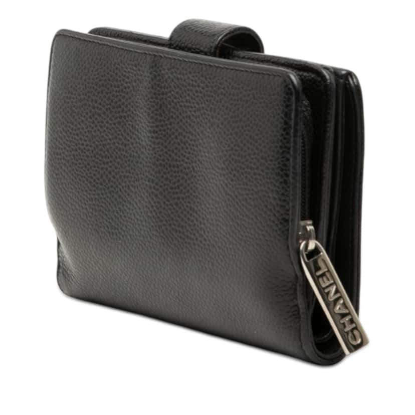 Chanel CC Caviar Bifold Wallet Black Leather Very good condition - Back View