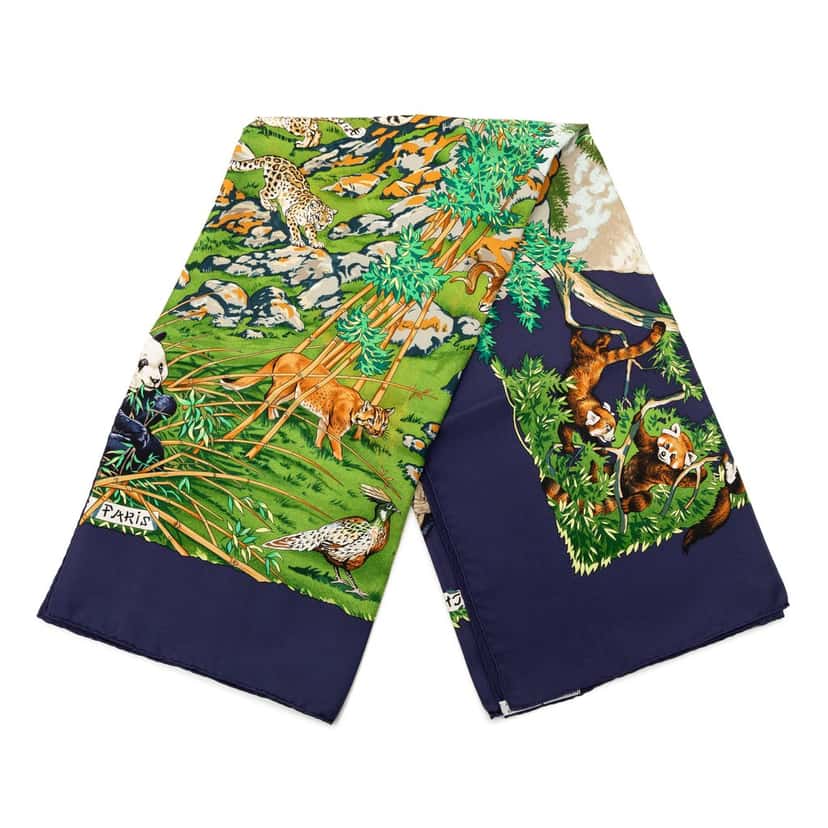 Hermès Sichuan Silk Scarf 90 Green Very good condition - Front View