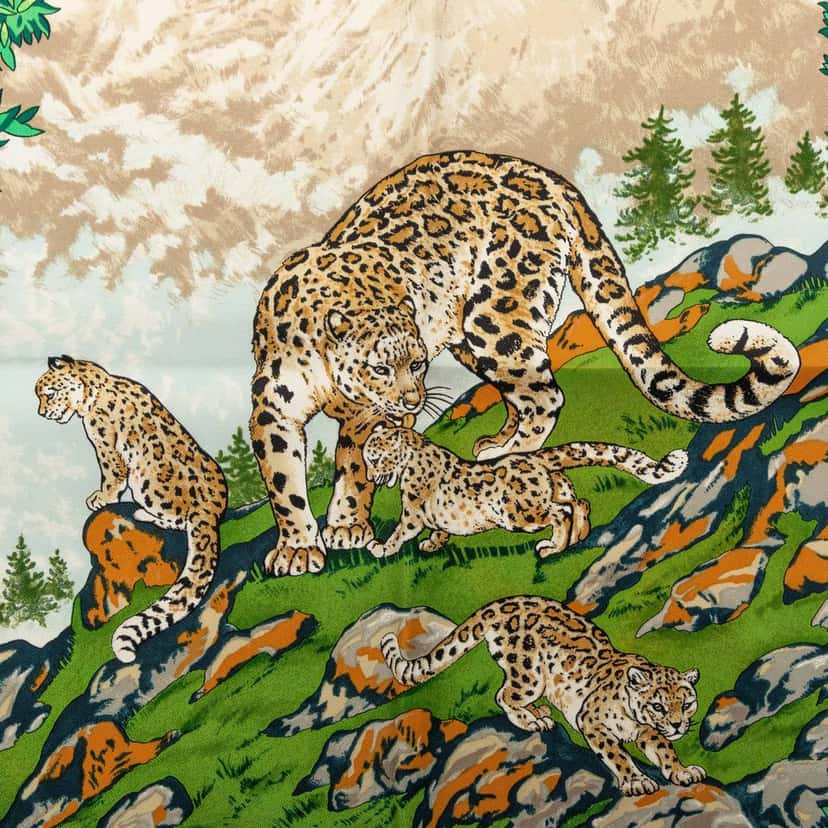 Hermès Sichuan Silk Scarf 90 Green Very good condition - Back View