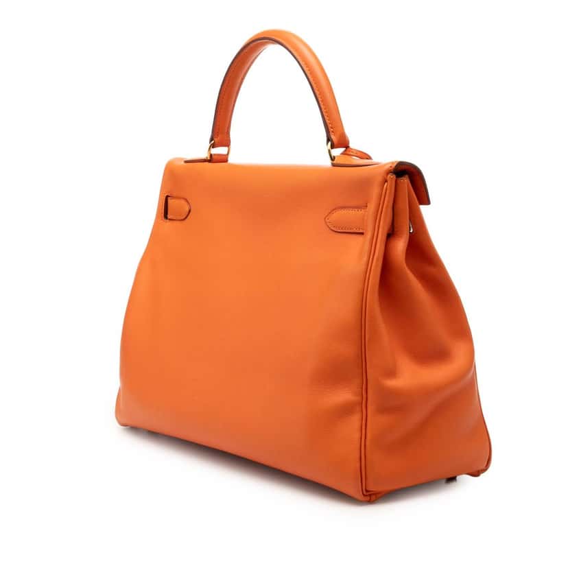 Hermès Gulliver Kelly Retourne 32 Orange Leather Good condition - Back View