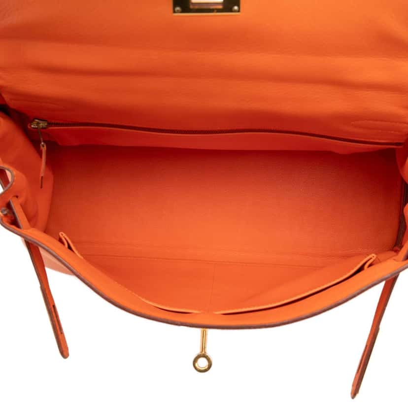 Hermès Gulliver Kelly Retourne 32 Orange Leather Good condition - Model View