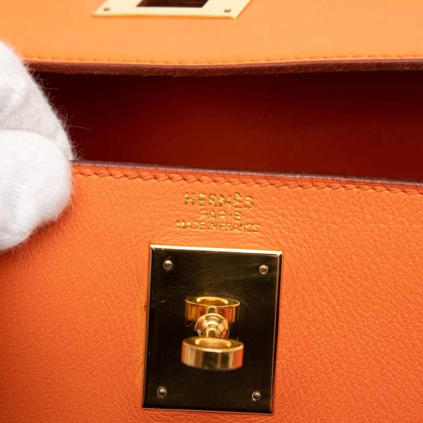 Hermès Gulliver Kelly Retourne 32 Orange Leather Good condition - Box View