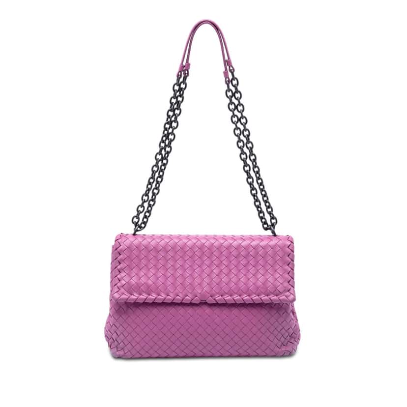 Bottega Veneta Medium Nappa Intrecciato Olimpia Shoulder Bag Purple Leather Very good condition - Front View