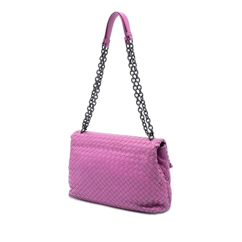 Bottega Veneta Medium Nappa Intrecciato Olimpia Shoulder Bag Purple Leather Very good condition - Back View