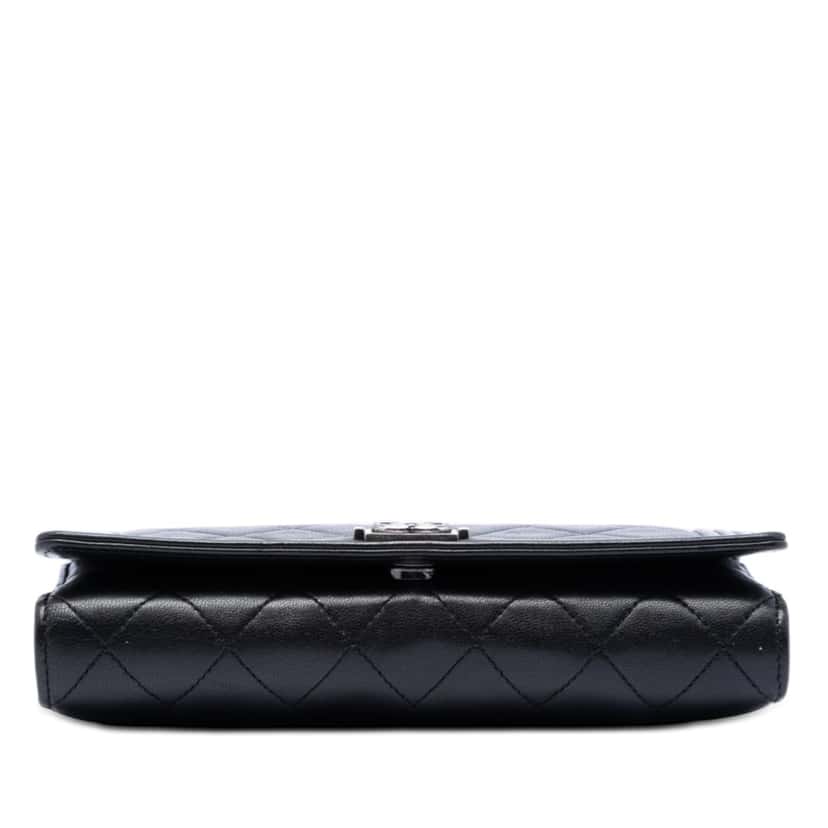 Chanel Quilted Lambskin Boy Wallet On Chain Black Leather Very good condition - Inside View