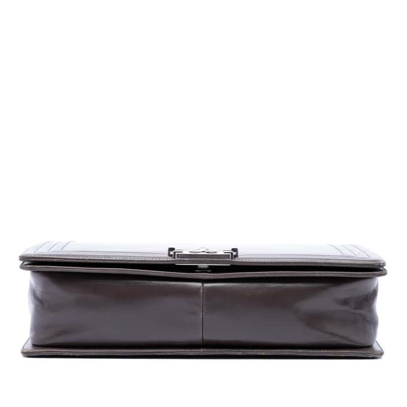 Chanel Large Glazed Calfskin Boy Flap Brown Leather Very good condition - Inside View