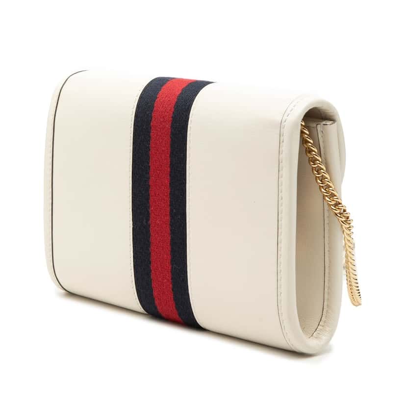 Gucci Mini Calfskin Rajah Web Chain Crossbody White Leather Very good condition - Back View