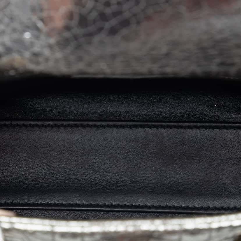 Dior Mini Metallic Crinkled Calfskin Cannage Lady Dior Silver Leather Very good condition - Model View