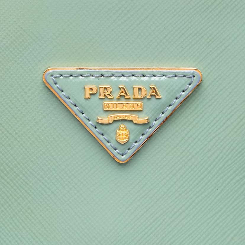 Prada Large Saffiano Vernice Promenade Satchel Green Leather Very good condition - Box View