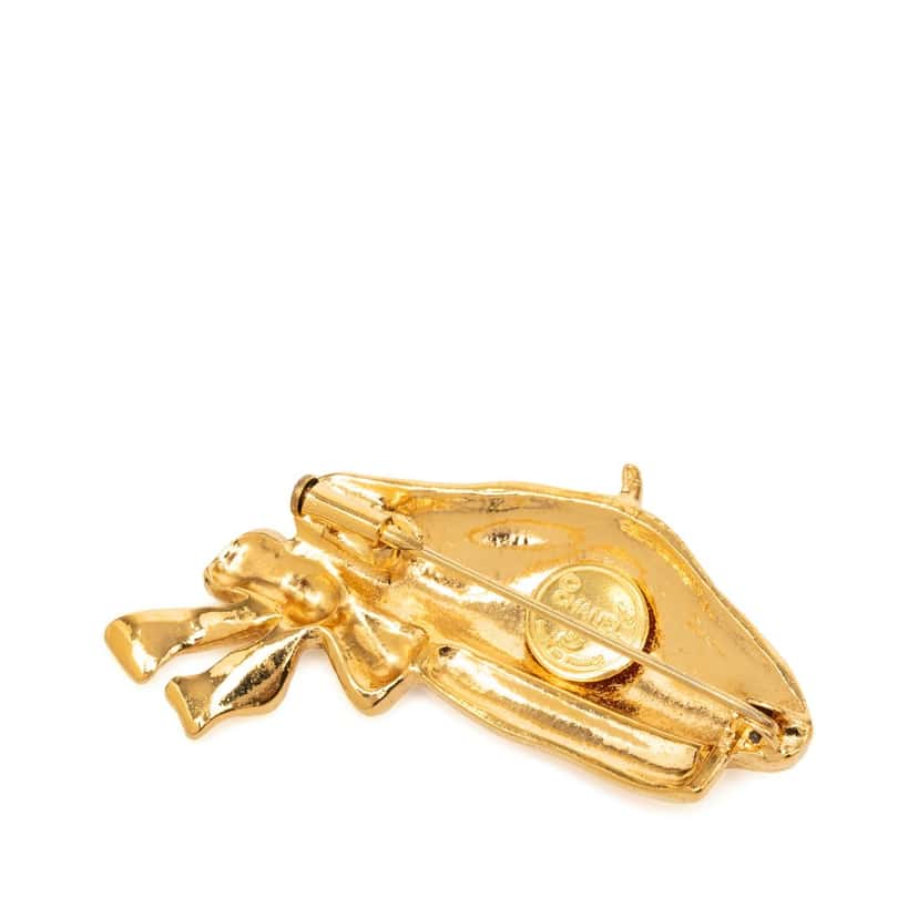 Chanel Gold Plated Beret Hat Brooch Gold Metal Very good condition - Back View