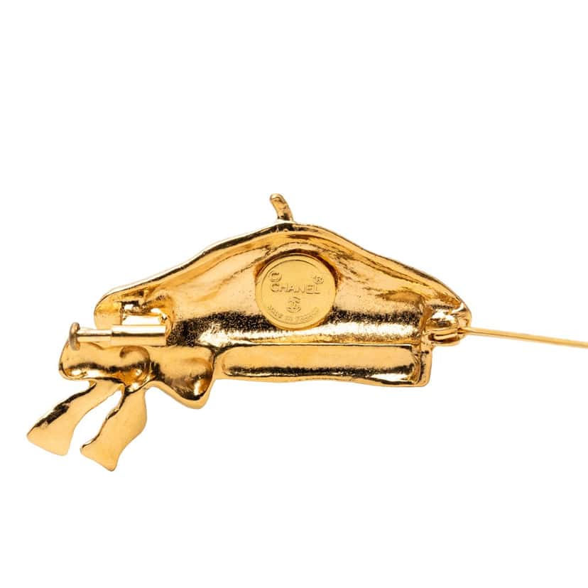 Chanel Gold Plated Beret Hat Brooch Gold Metal Very good condition - Inside View