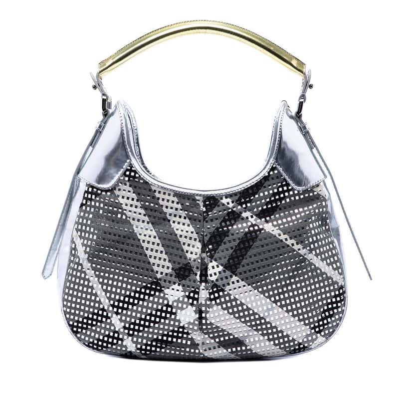 Burberry Metallic Patent and Beat Check Nylon Brooklyn Hobo Other Very good condition - Front View