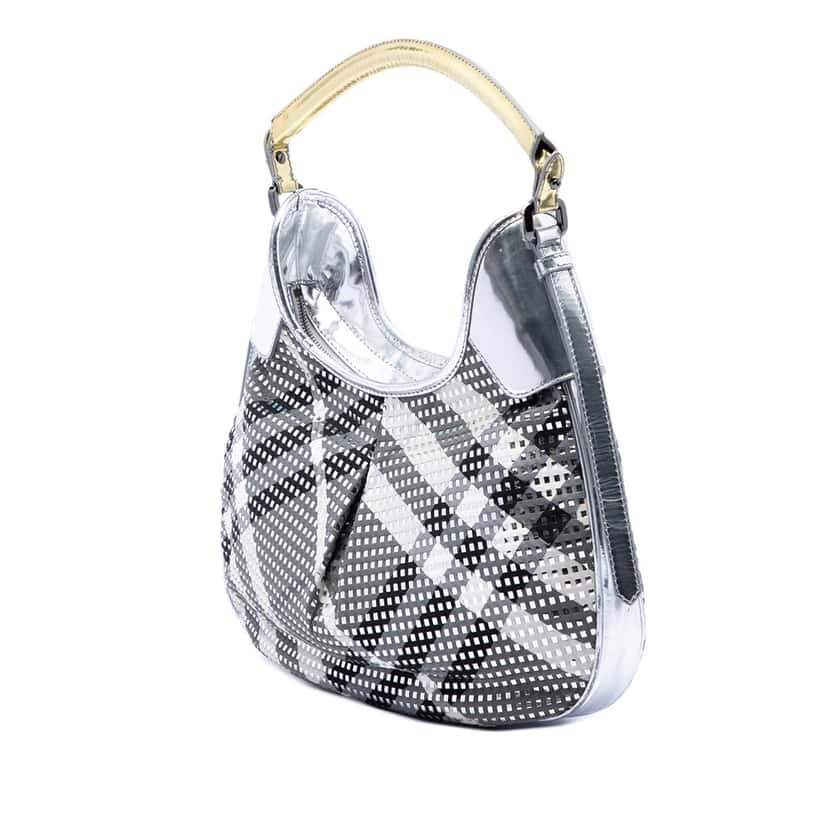 Burberry Metallic Patent and Beat Check Nylon Brooklyn Hobo Other Very good condition - Back View