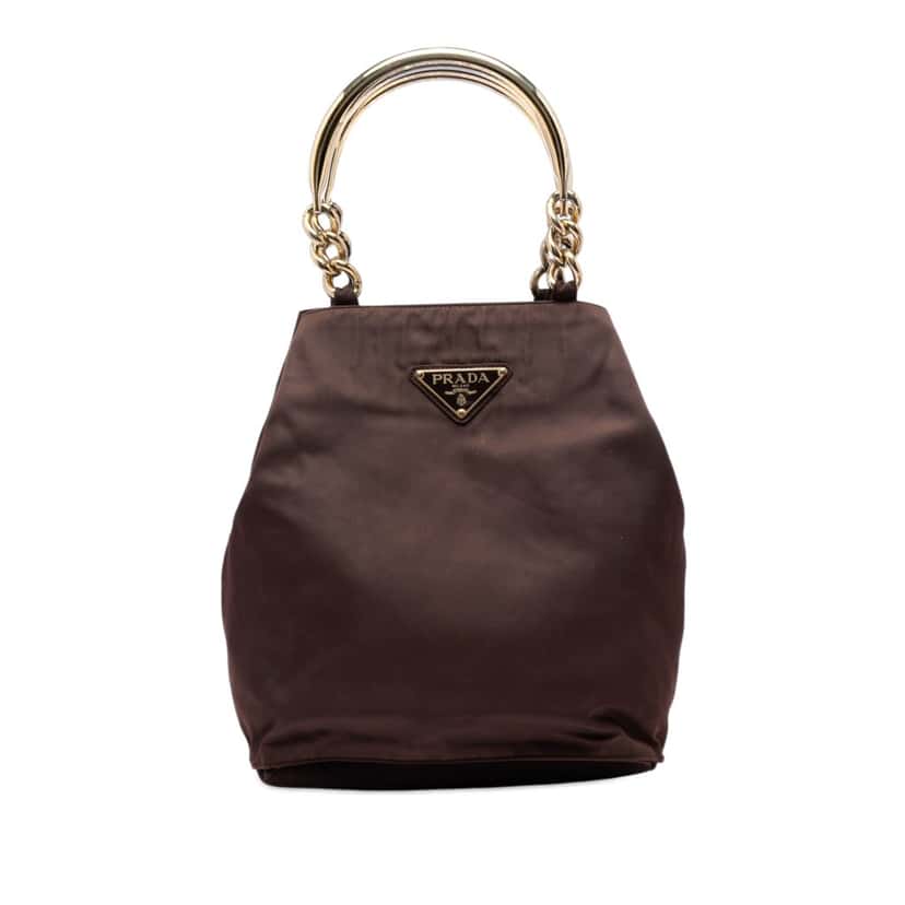 Prada Tessuto Metal Handle Bag Brown Very good condition - Front View