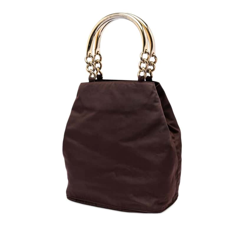 Prada Tessuto Metal Handle Bag Brown Very good condition - Back View