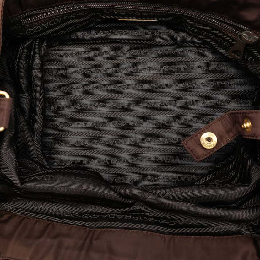 Prada Tessuto Metal Handle Bag Brown Very good condition - Model View