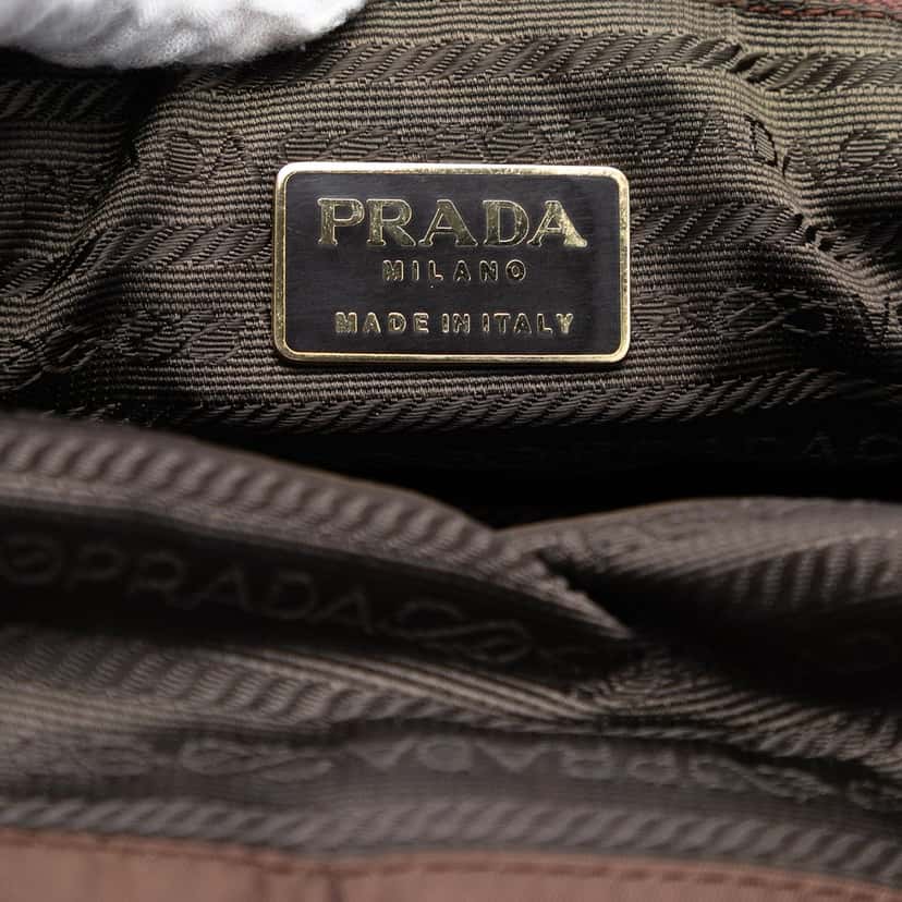 Prada Tessuto Metal Handle Bag Brown Very good condition - Box View