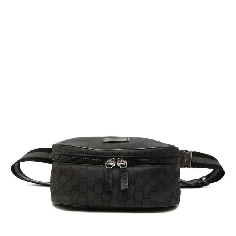Gucci GG Nylon Web Belt Bag Black Very good condition - Front View