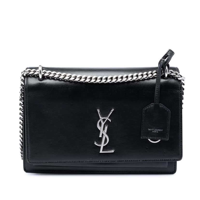 Saint Laurent Medium Calfskin Monogram Sunset Crossbody Black Leather Very good condition - Front View