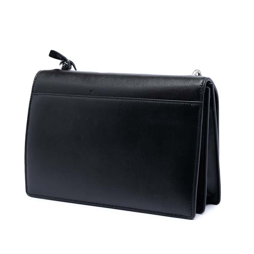 Saint Laurent Medium Calfskin Monogram Sunset Crossbody Black Leather Very good condition - Back View