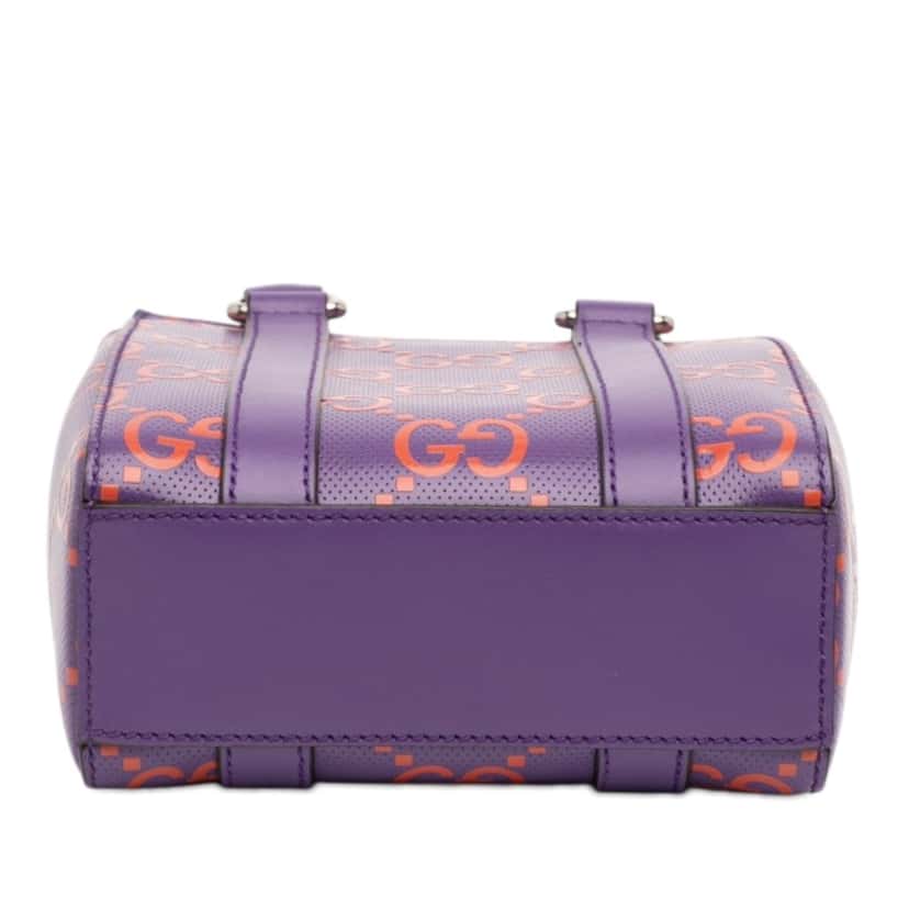 Gucci Mini GG Embossed Perforated Leather Tote Purple Leather Very good condition - Inside View