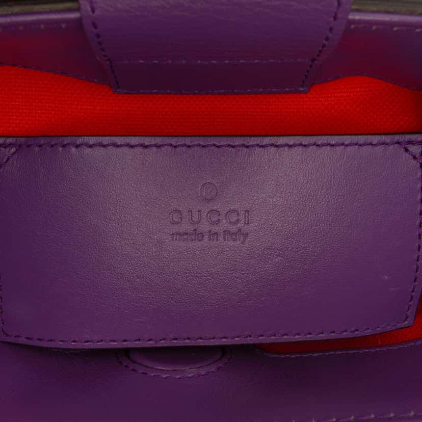 Gucci Mini GG Embossed Perforated Leather Tote Purple Leather Very good condition - Box View