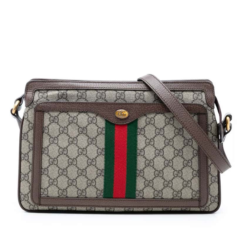 Gucci Medium GG Supreme Web Ophidia Crossbody Beige Very good condition - Front View