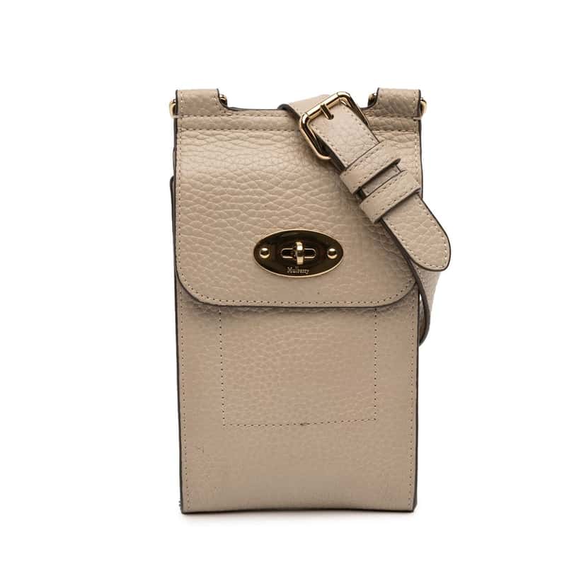 Mulberry Mini Grained Calfskin Antony Crossbody Beige Leather Very good condition - Front View