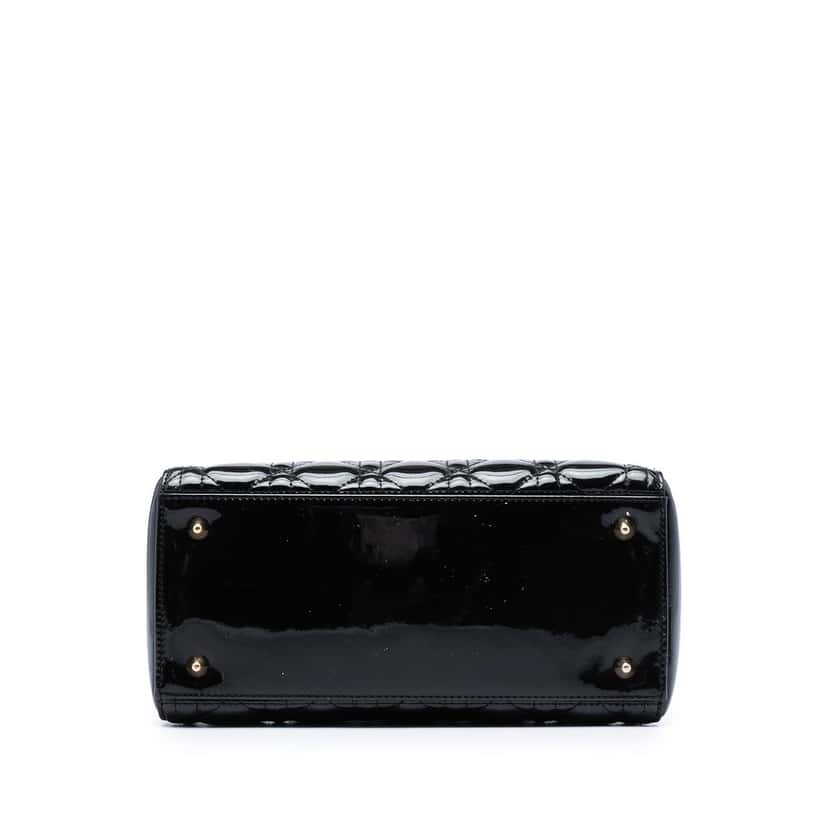 Dior Medium Patent Cannage Lady Dior Black Leather Very good condition - Inside View