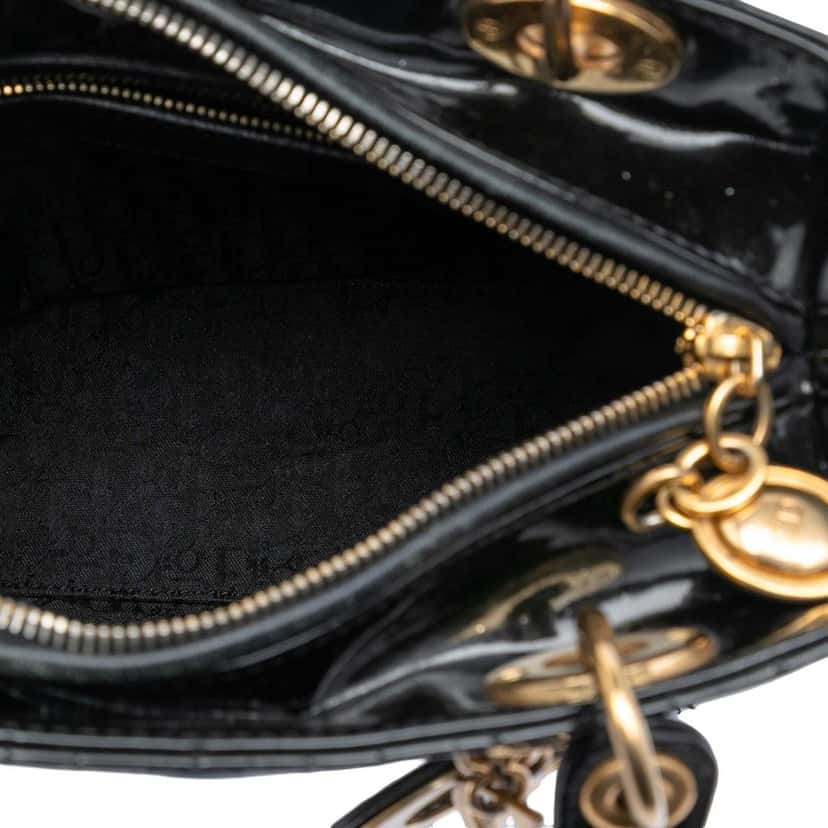 Dior Medium Patent Cannage Lady Dior Black Leather Very good condition - Model View